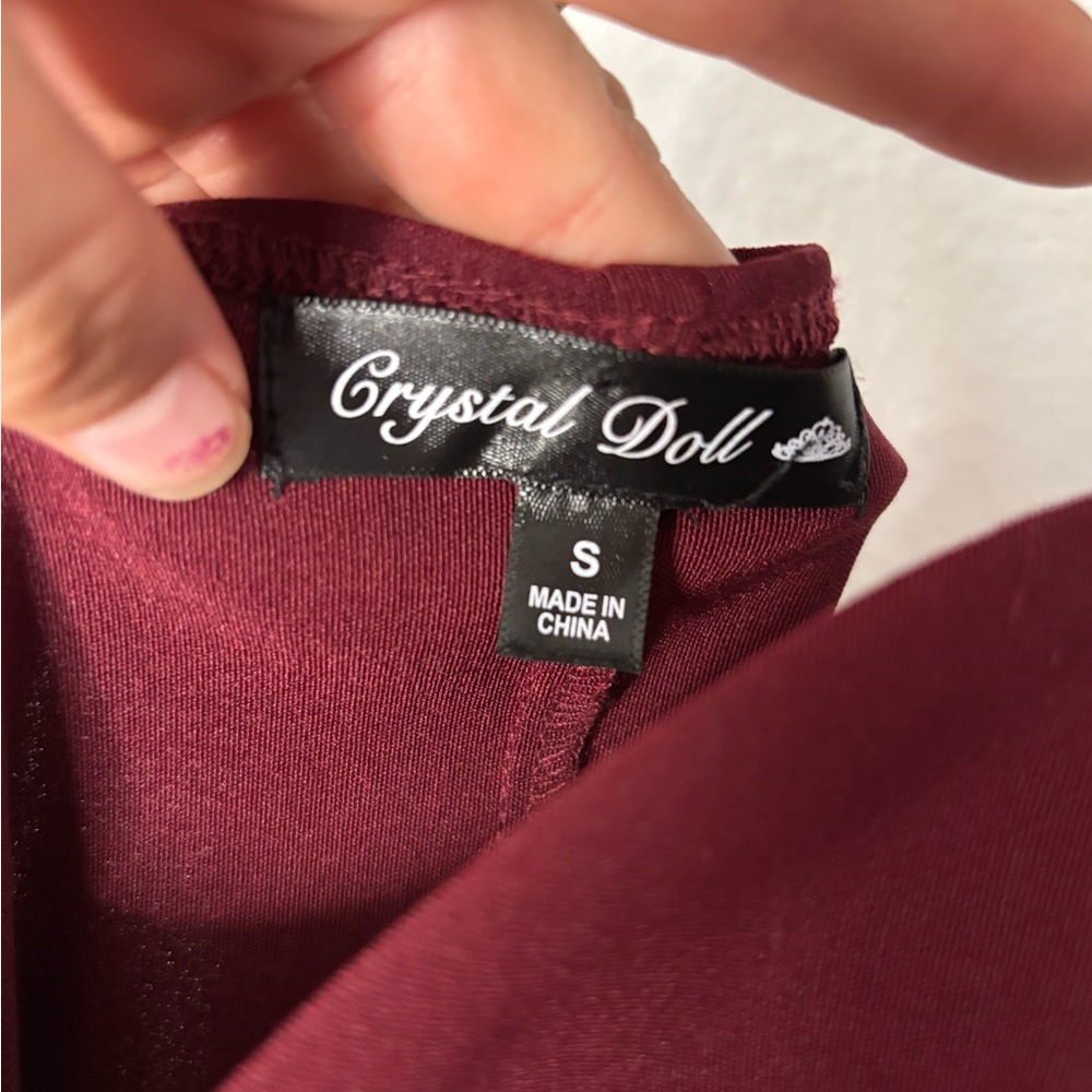 NWT Burgundy Bodycon Mini Dress Sz S | Ruched Stretch Sweetheart Cocktail - Picture 5 of 5